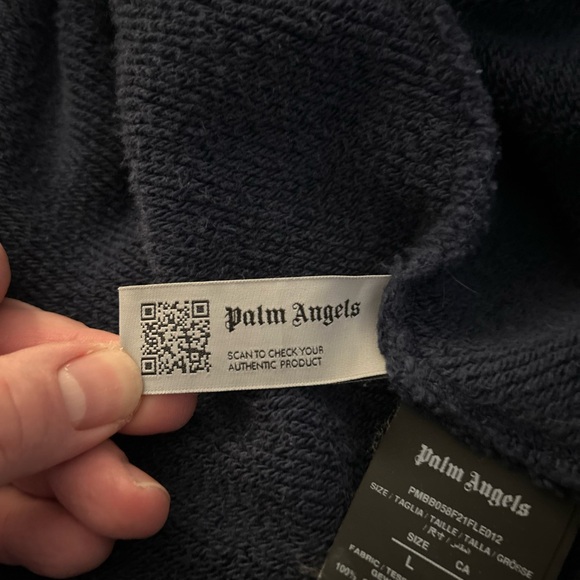 Authentic Palm Angels Navy Blue Spray Bear Hoodie Size L - Picture 5 of 6